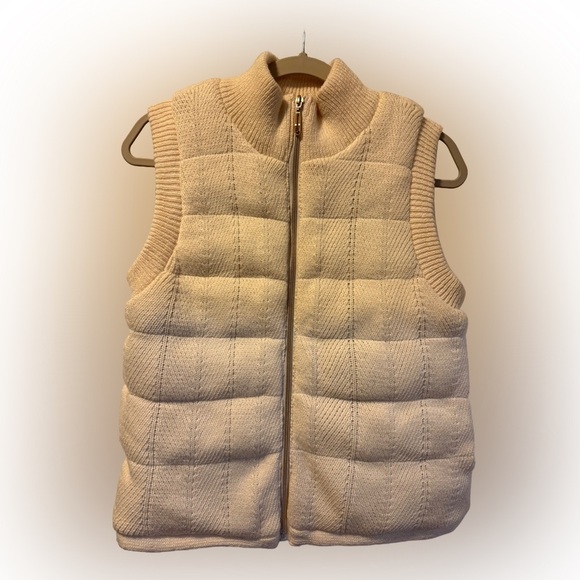 NWT Joie Cream Puffer Knit Vest, Size L - Picture 2 of 8